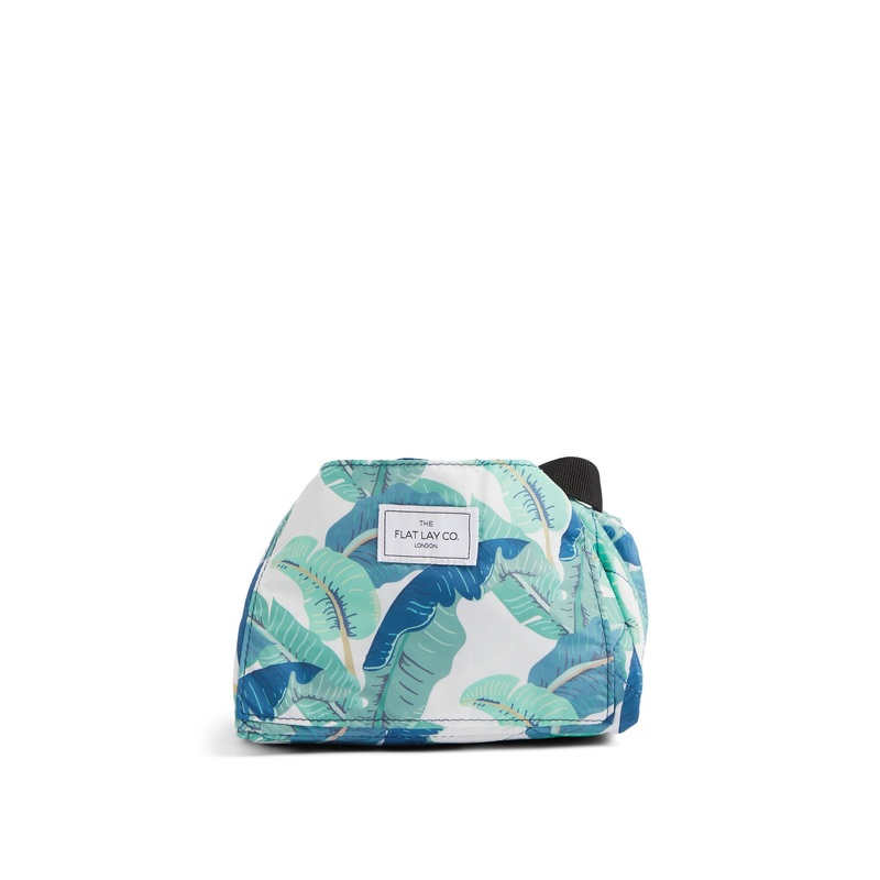 Open Flat Makeup Bag In Tropical Leaves