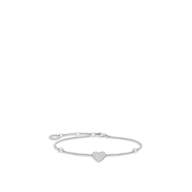 Pave Heart Charm and Crystal Bracelet