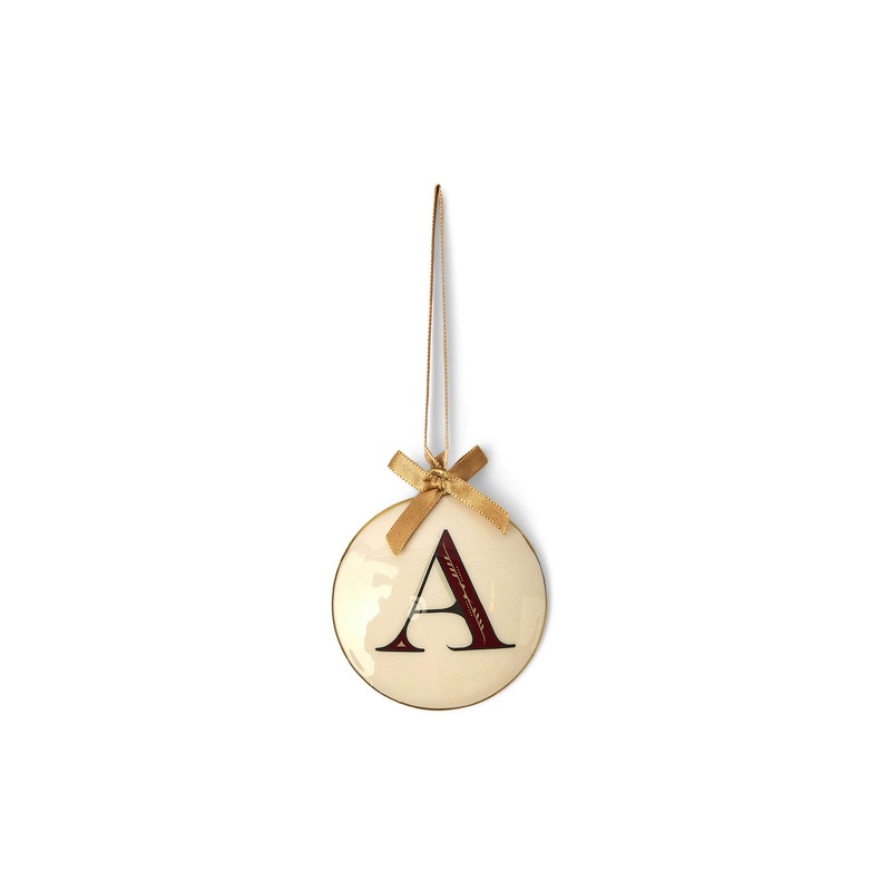 Enamel Round Alphabet Letter Bauble A