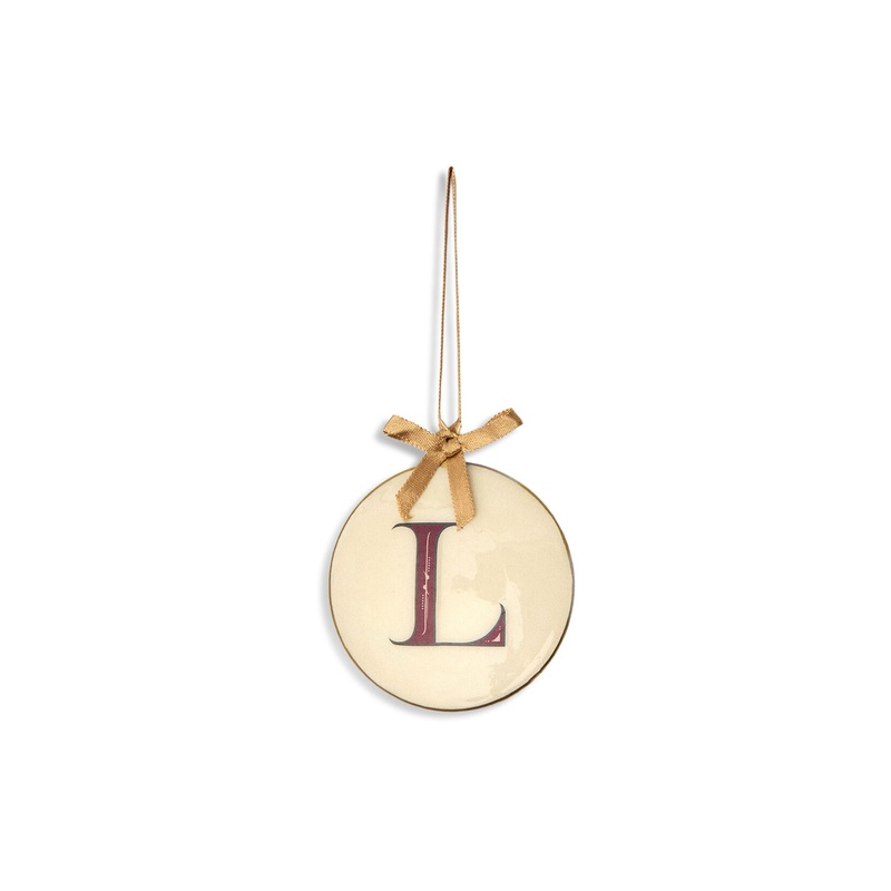 Enamel Round Alphabet Letter Bauble L