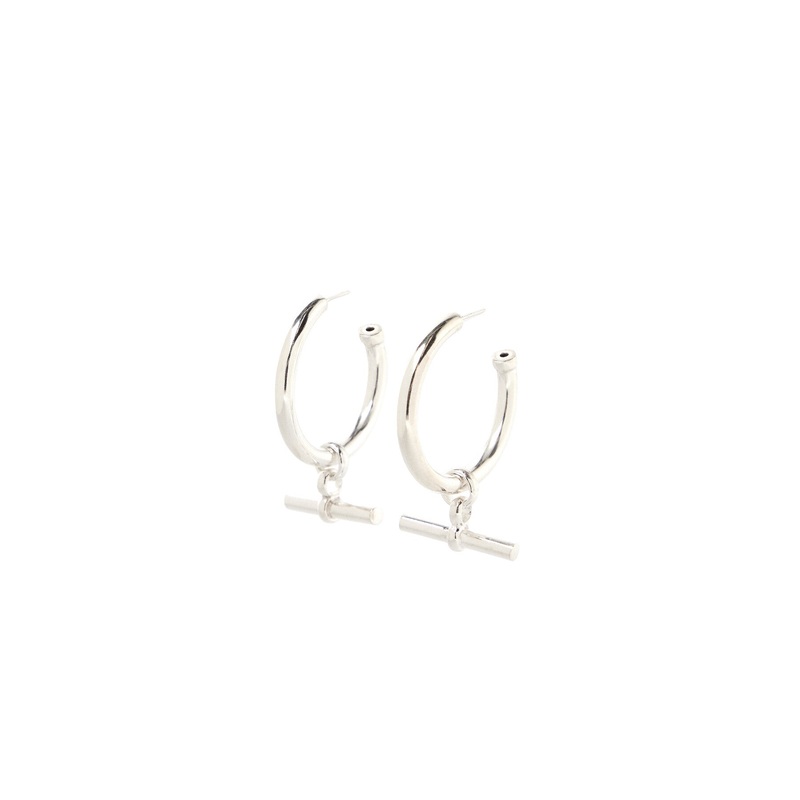 Giant Silver T Bar Earrings
