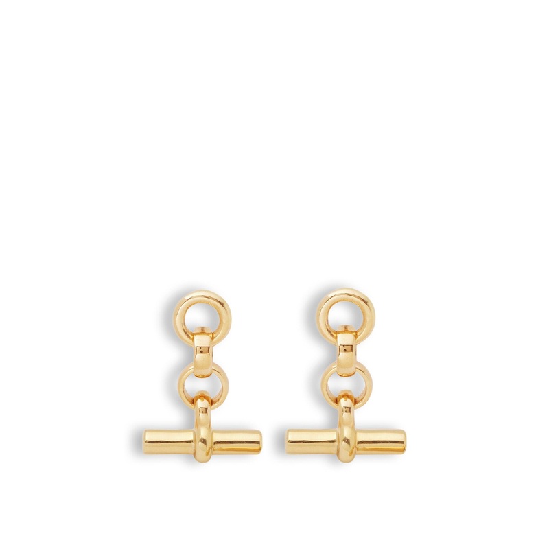 Gold T Bar Drop Earrings