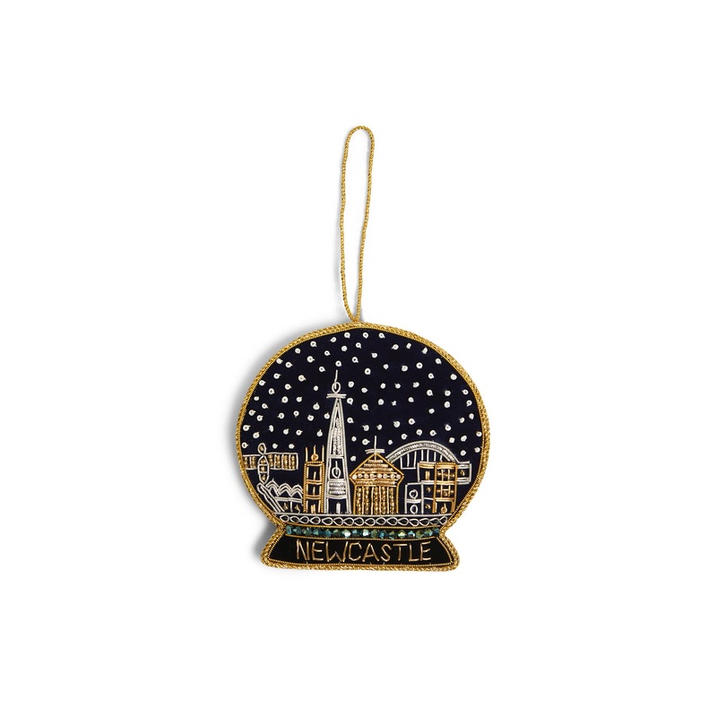 Newcastle Snow Globe Velvet Christmas Tree Hanging Decoration
