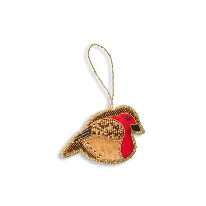 Robin Embroidered Christmas Tree Hanging Decoration