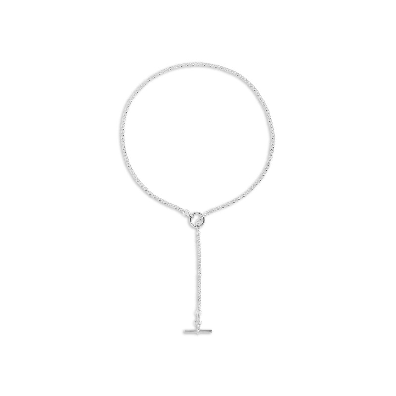 Short Silver Lariat Necklace
