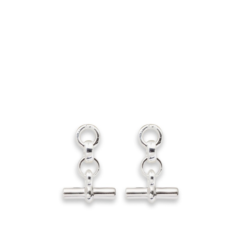 Silver T Bar Drop Earrings