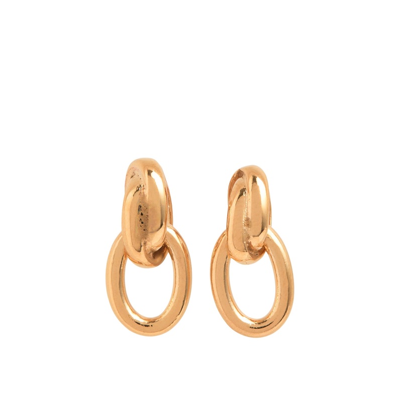 Small Gold Double Link Stud Earrings