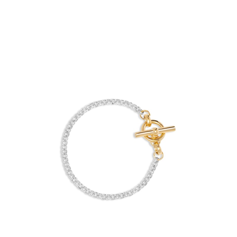 Small Silver and Gold T bar clasp Belcher chain bracelet