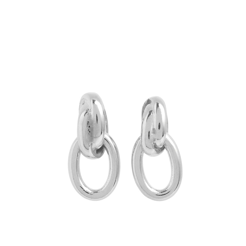 Small Silver Double Link Stud Earrings