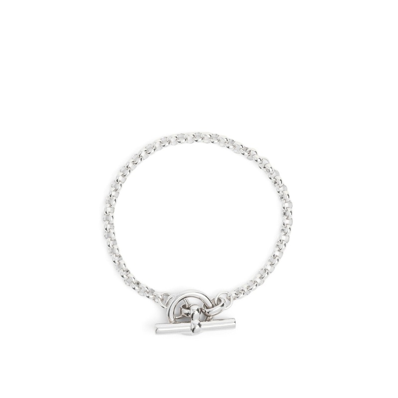 Small Silver T-bar Clasp on Belcher Chain Bracelet