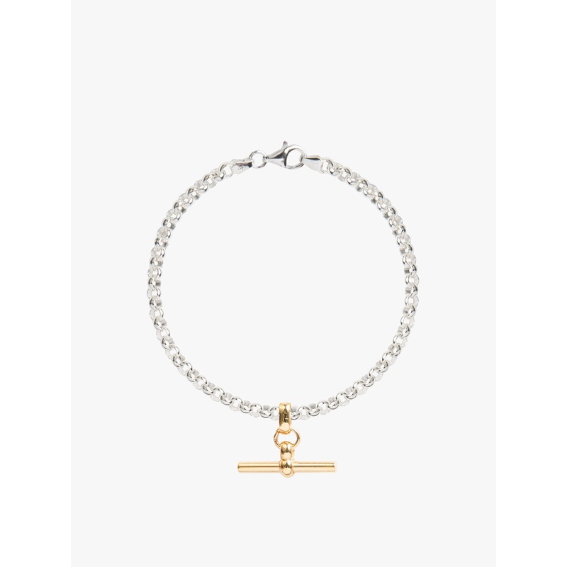 Two Tone Belcher Bracelet with T-Bar