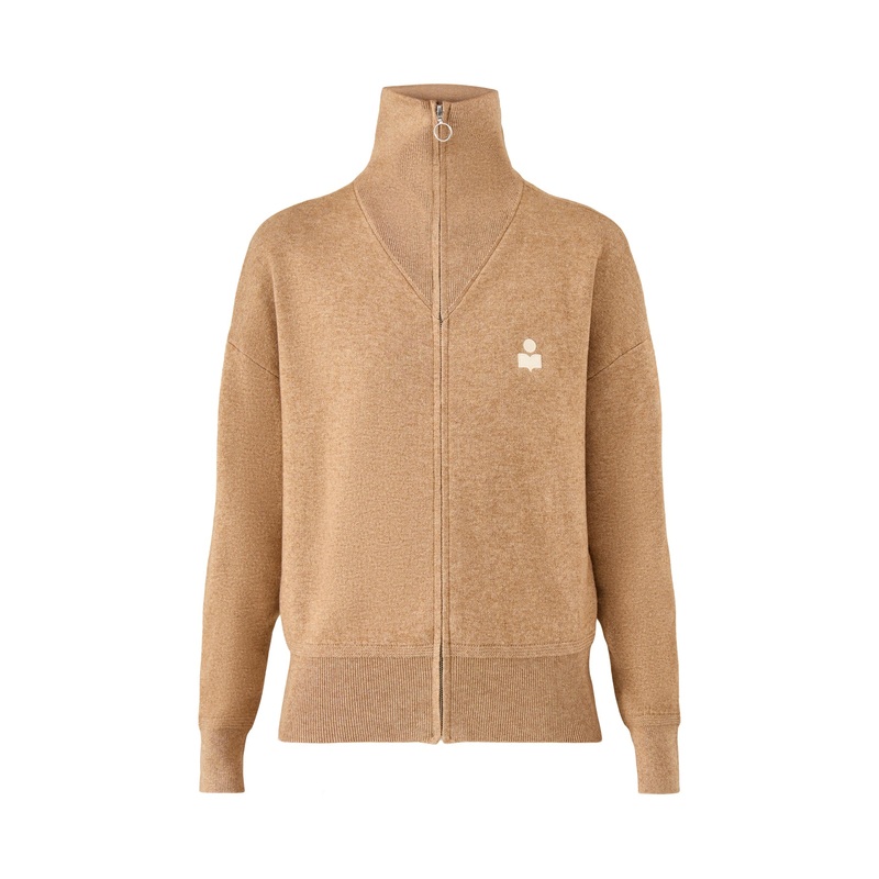 Axelle High Neck Zip Knit Camel