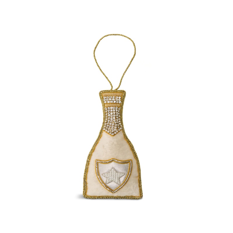 Crystal Champagne Bottle Decoration White