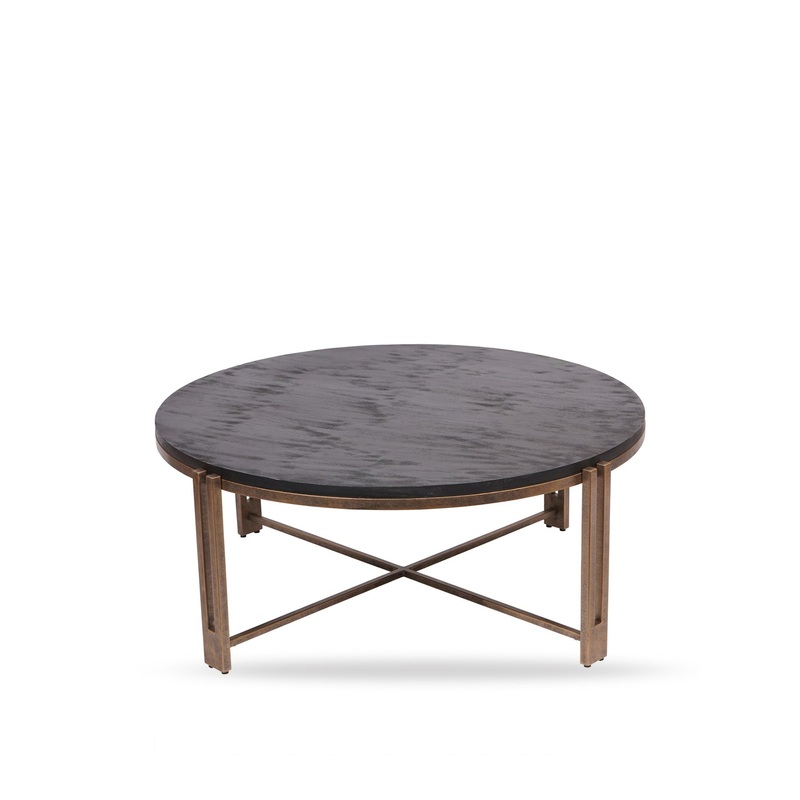 Dalston Sandblasted Wood and Champagne Frame Coffee Table Black