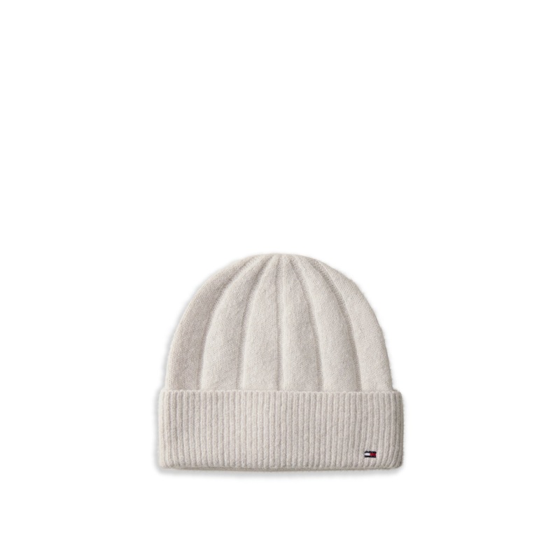 Flag Fluffy Beanie Beige