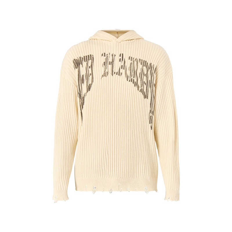 Tiger Snake Knit Hoodie Ecru