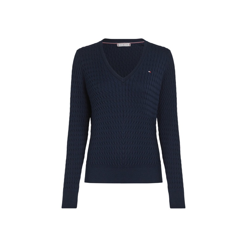 Cotton Cable V-Neck Sweater