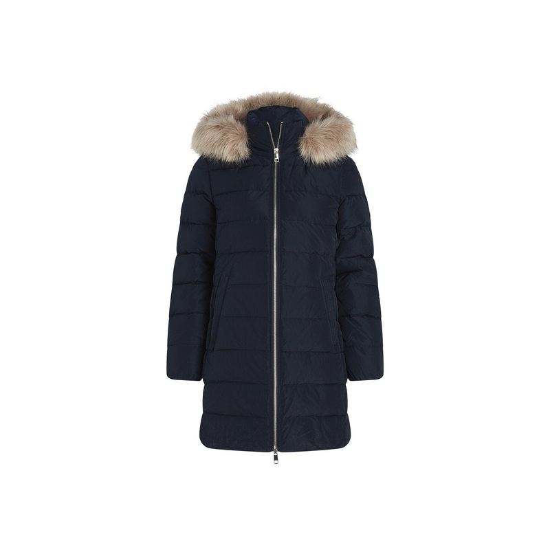 Down Fur-Trim Hooded Coat