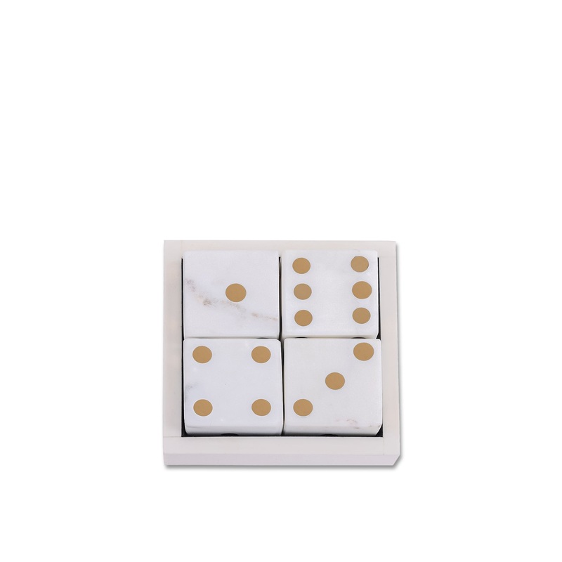 Harris Antique Brass & Marble Dice Set