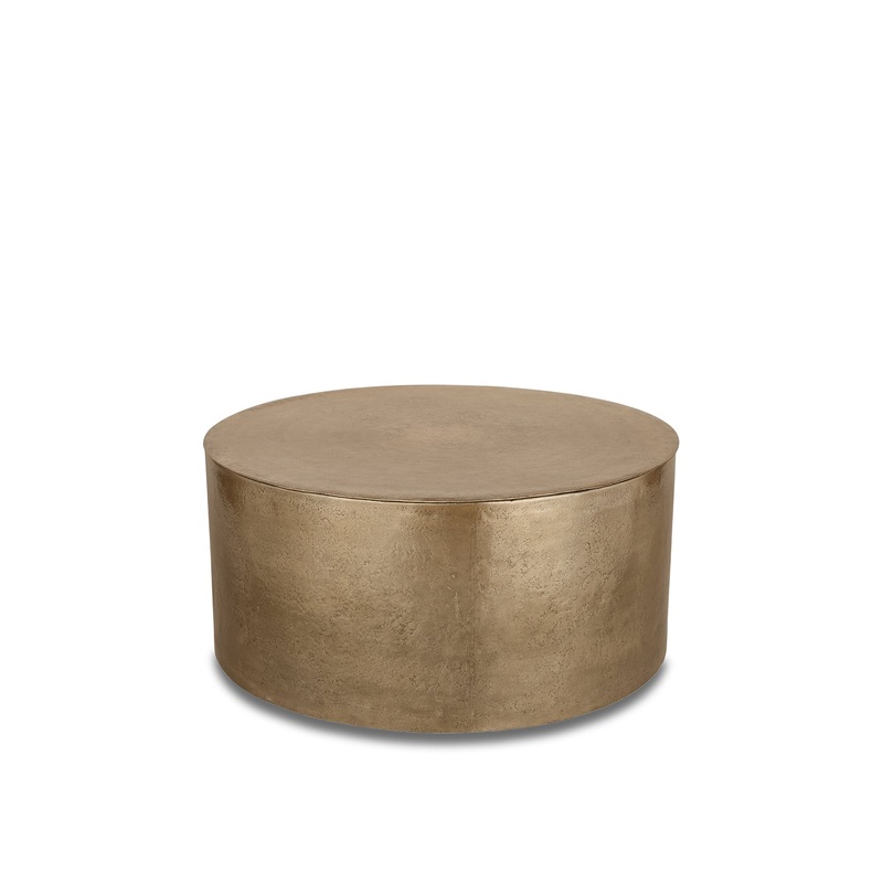 Zander Metal Drum Coffee Table Storage