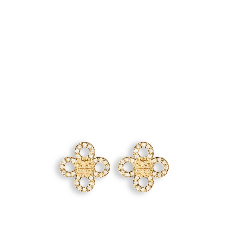 Kira Clover Pave Stud Earrings