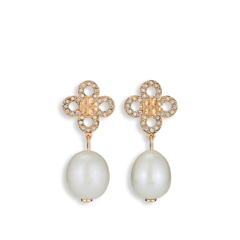 Kira Clover Pearl Drop Earrings