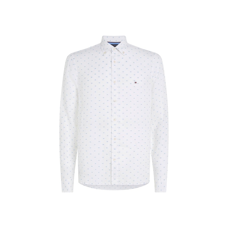 Linen Flag Embroidery Slim Fit Shi