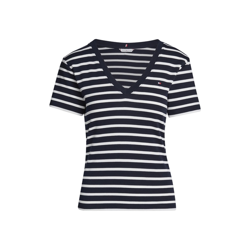 V-Neck Slim T-Shirt Stripe
