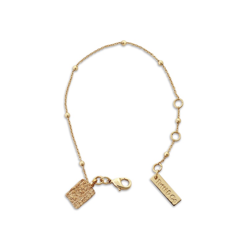 Ball Chain Bracelet with Textured Disc Drop