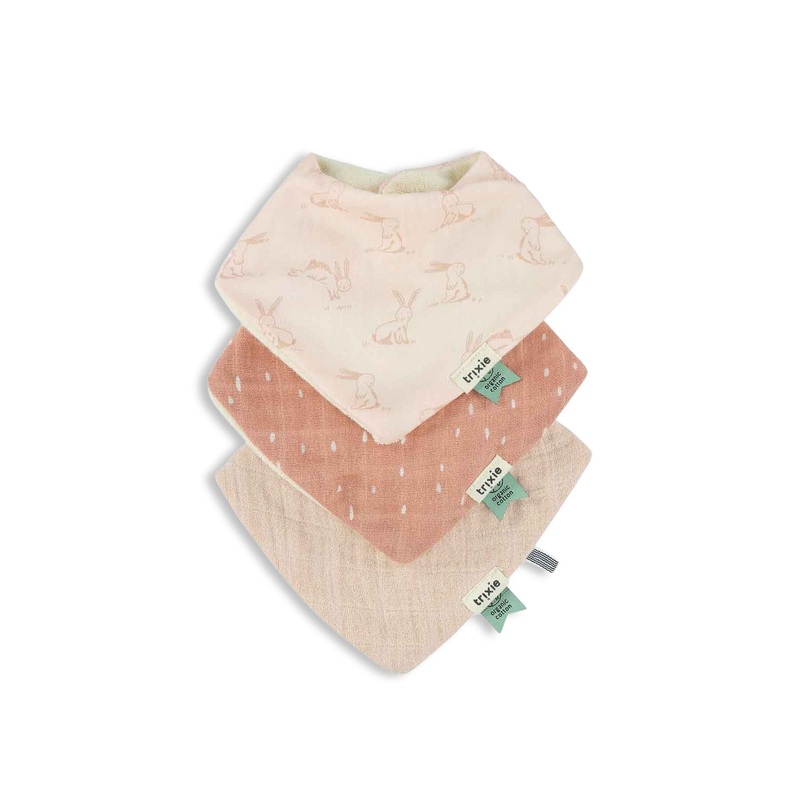 Bandana bib 3-pack mix - Rosy Rabbit