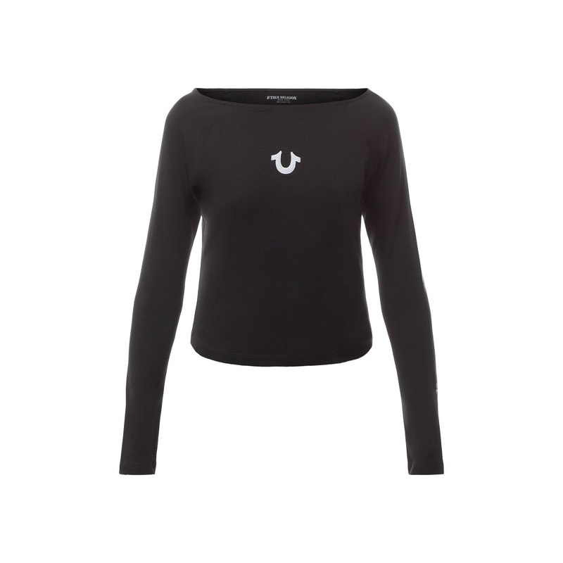 Horseshoe Boat Neck Long Sleeve Tee