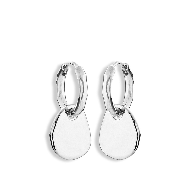 Mist Pebble Drop Hoop Earrings