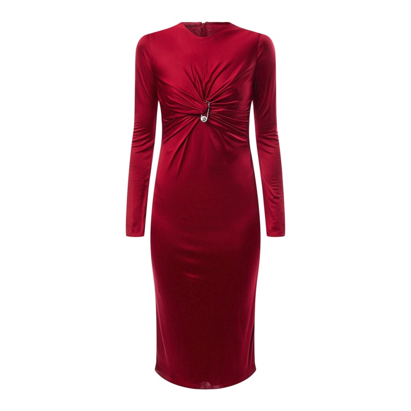 Safety Pin Gathered Fitted Midi Dress