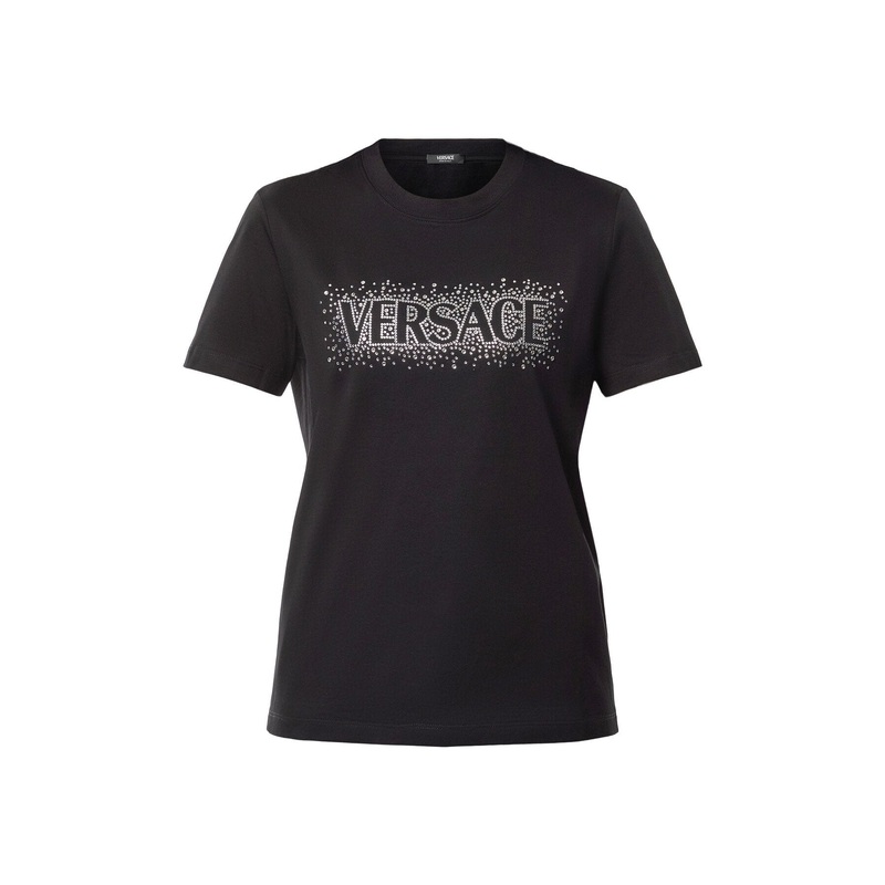 T-Shirt Versace Logo With Crystal Embroidery Yd Cotton Jersey