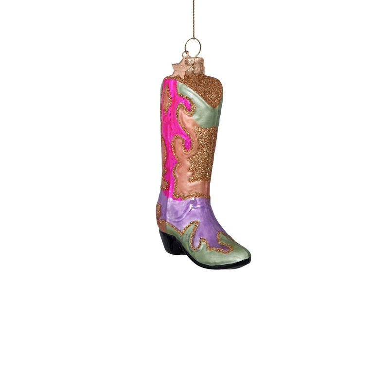 Cowboy Boot Glass Bauble