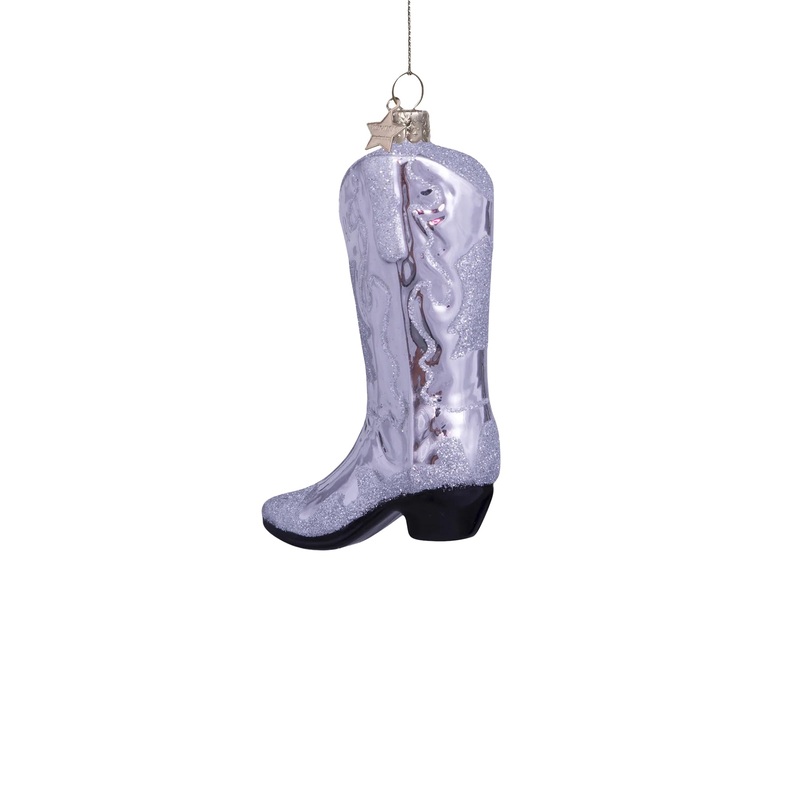 Silver Cowboy Boot Christmas Tree Decoration 11.5cm