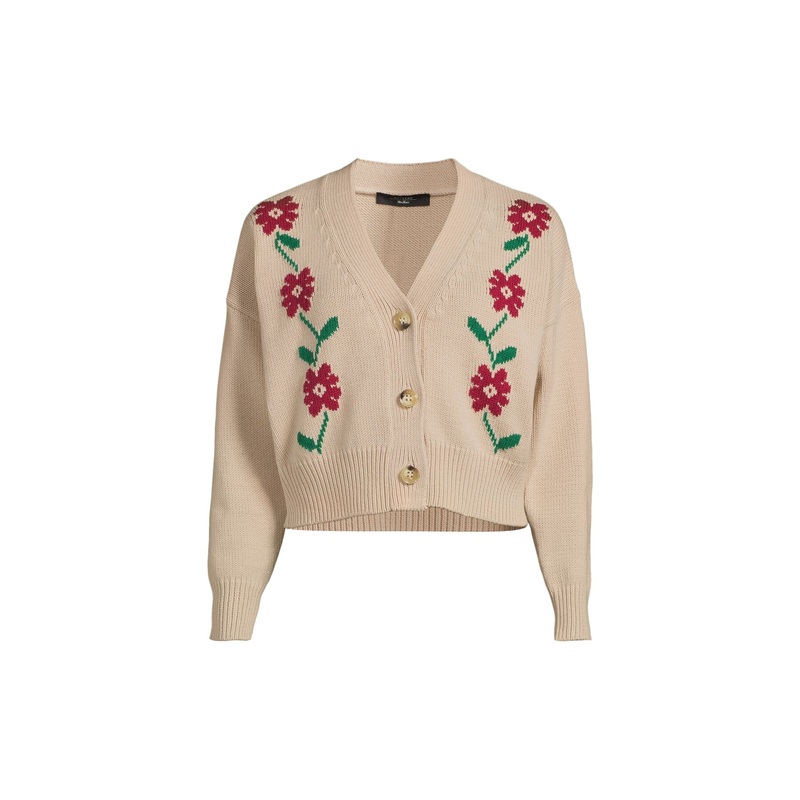 Inlay-detail Cotton Cardigan