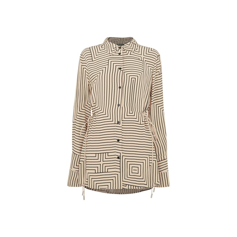 Angled Stripe Tie Detail Shirt