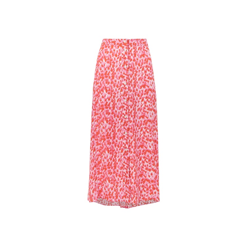 Blurred Strokes Button Skirt