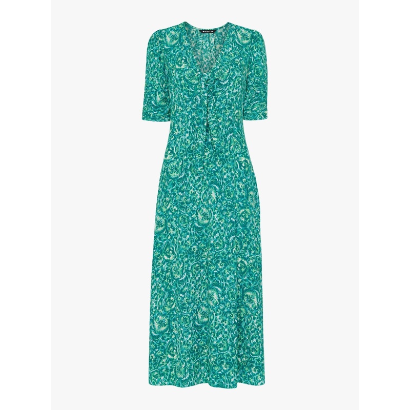 Clouded Floral Tie Midi Dress