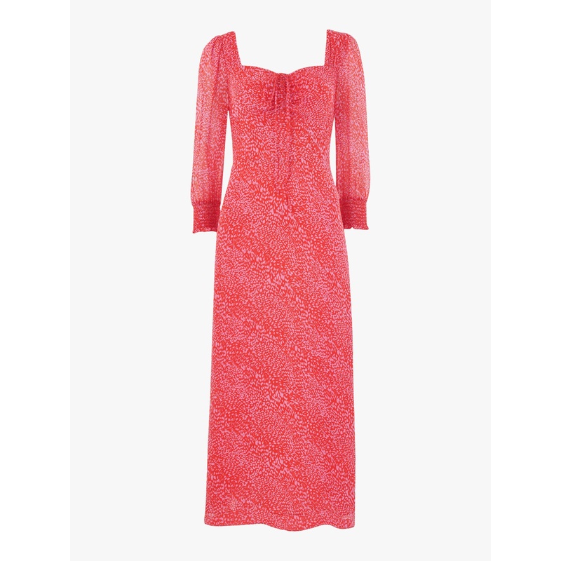 Diagonal Leopard Midi Dress