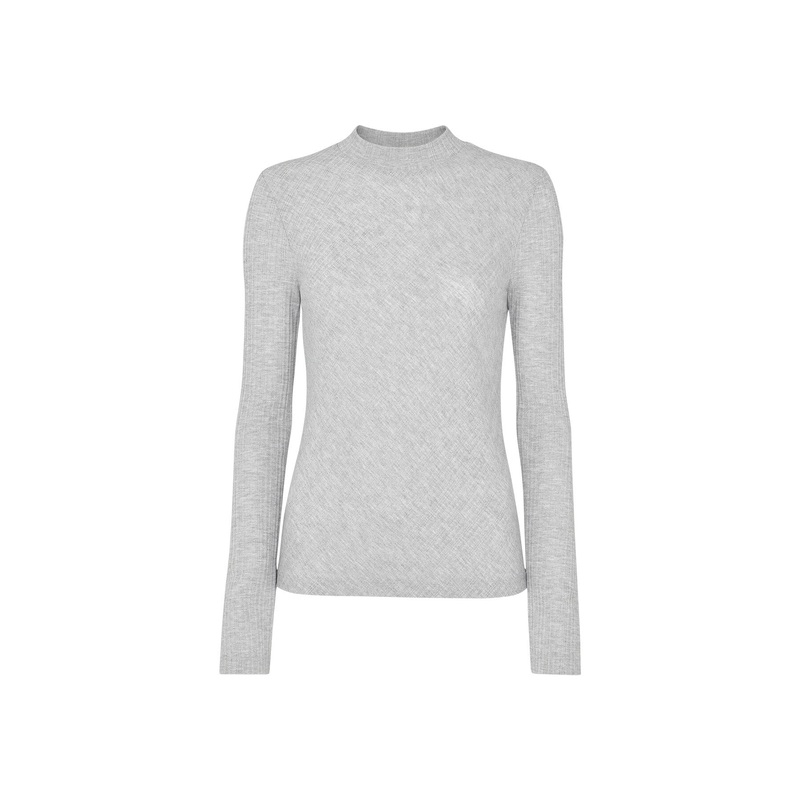 Diagonal Rib Crew Neck Top