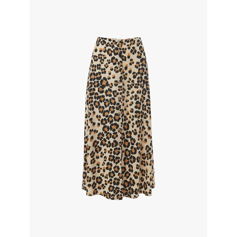 Painted Leopard Button Skirt