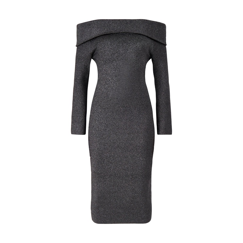 Adalina Knitted Off Shoulder Midi Dress