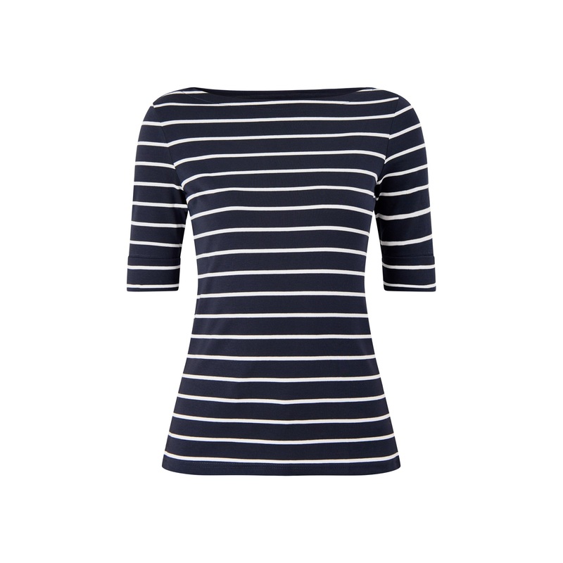 Judy Elbow Sleeve Top Lauren Navy White