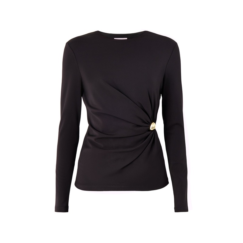 Mailey Jersey Brooch Long Sleeve Top