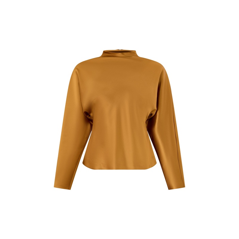 Zora Barrel Sleeve Satin Blouse