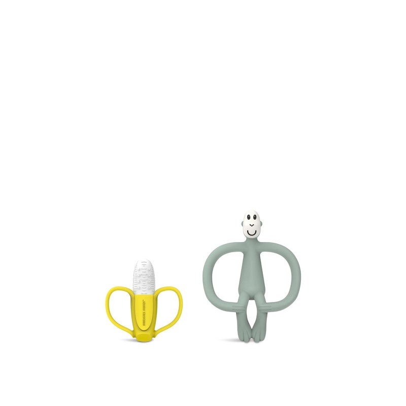 Banana and Monkey Teether Set Mint Green