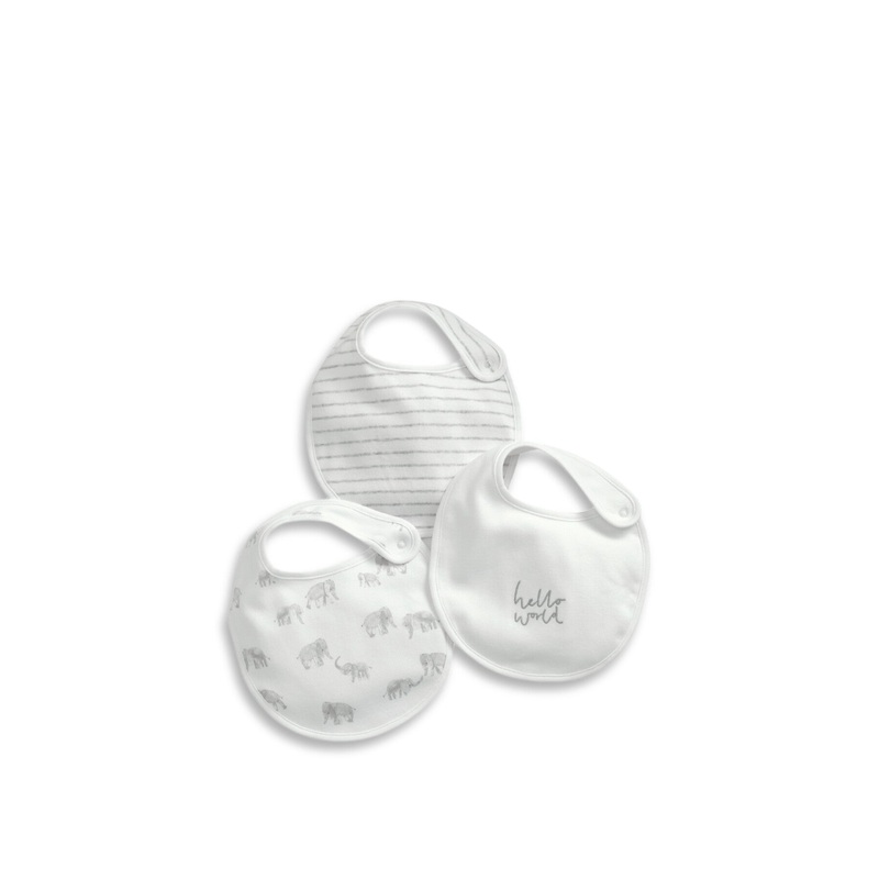 Elephant Bib Set 3 Pack White