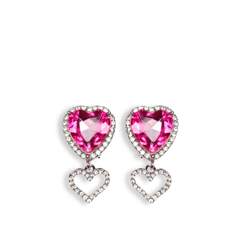 Heart Jewel Clip On Earrings